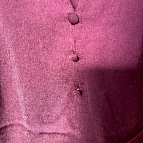 Zac & Rachel Flowy Wine Colored Bell Sleeve Peasant Blouse Size L - Picture 6 of 10